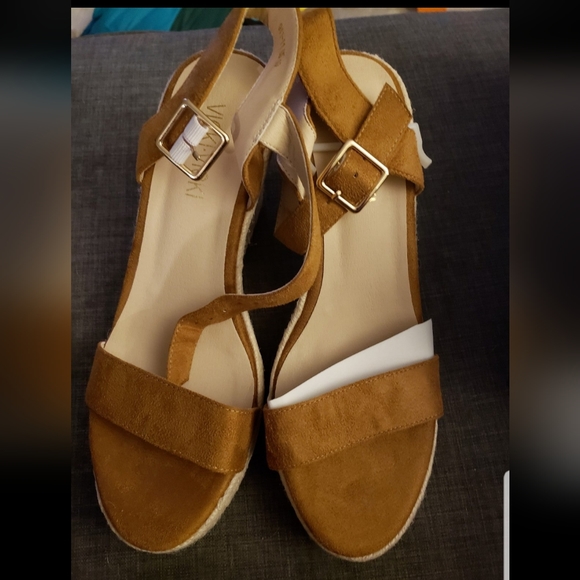 VICKI·VICKI Women's Platform Sandals Wedge Ankle Strap Open Toe Sandals - Picture 2 of 8